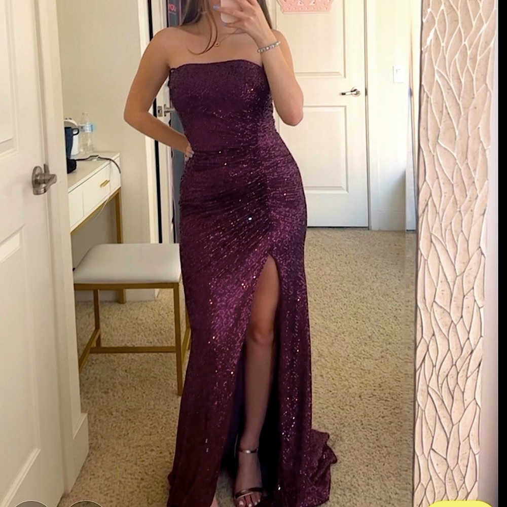 Strapless sequin gown